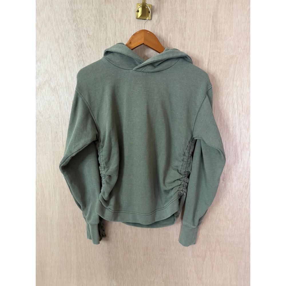 Aerie Green Ruched Side Tie Hoodie Sweatshirt XXS Sage Pullover
